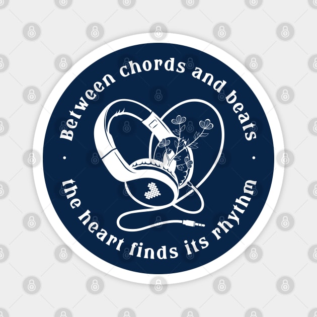 Heart in the Headphones. Floral Beat (Dark) Magnet by filiposwear